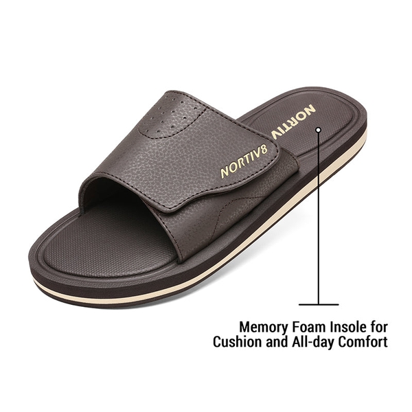Men's Arch Support Slide Sandals - DARK BROWN - 2
